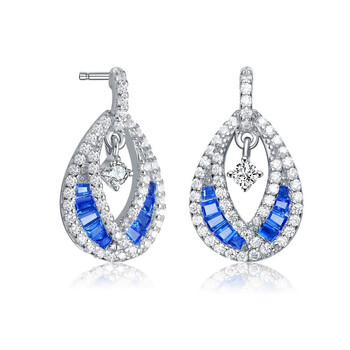 Megan Walford Sterling Silver Round And Baguette Cubic Zirconia Pear Drop Earrings 2 Bông tai Megan Walford Sterling Silver Round And Baguette Cubic Zirconia Pear Drop Earrings