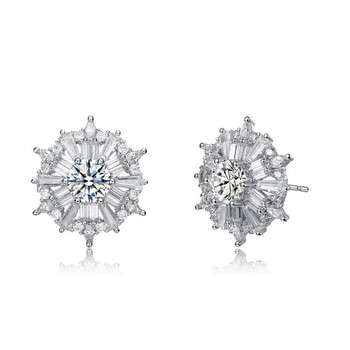 Bông tai Megan Walford Sterling Silver Baguette And Round Cubic Zirconia Stud Earrings