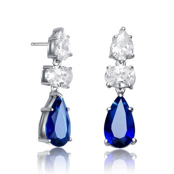 Bông tai Megan Walford Sterling Silver Pear And Oval Cubic Zirconia Drop Earrings