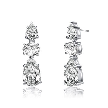 Bông tai Megan Walford Sterling Silver Pear And Oval Cubic Zirconia Drop Earrings