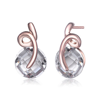 Bông tai Megan Walford Rose Over Sterling Silver Clear Cubic Zirconia Solitaire Earrings