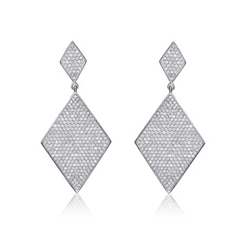 Bông tai Megan Walford Sterling Silver Round Clear Cubic Zirconia Diamond Drop Earrings