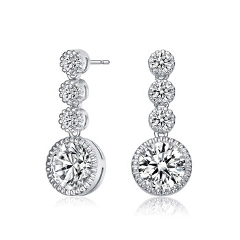 Bông tai Megan Walford Sterling Silver Round Cubic Zirconia Three Tier Drop Earrings