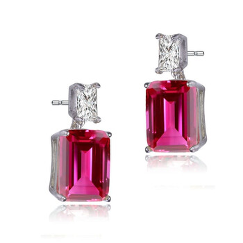 Bông tai Megan Walford Sterling Silver Clear And Ruby Cubic Zirconia Drop Earrings