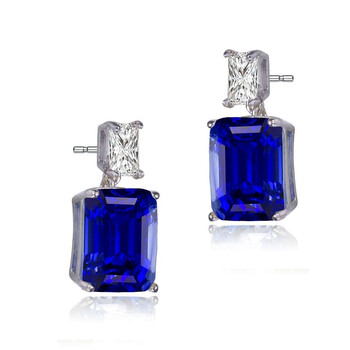 Megan Walford Sterling Silver Clear And Blue Cubic Zirconia Drop Earrings 1 Bông tai Megan Walford Sterling Silver Clear And Blue Cubic Zirconia Drop Earrings