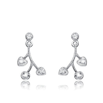 Megan Walford Sterling Silver Round Clear Cubic Zirconia Accent Drop Earrings 1 Bông tai Megan Walford Sterling Silver Round Clear Cubic Zirconia Accent Drop Earrings