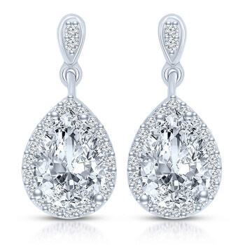 Bông tai Megan Walford Sterling Silver Pear Cubic Zirconia Drop Earrings