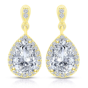 Megan Walford Gold Over Sterling Silver Pear Cubic Zirconia Drop Earrings 1 Bông tai Megan Walford Gold Over Sterling Silver Pear Cubic Zirconia Drop Earrings