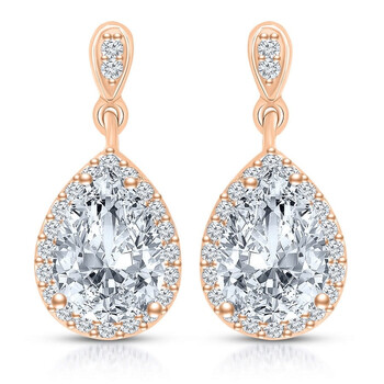 Bông tai Megan Walford Rose Over Sterling Silver Pear Cubic Zirconia Drop Earrings