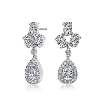 Bông tai Megan Walford Sterling Silver Pear And Round Cubic Zirconia Accent Drop Earrings