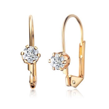 Megan Walford Gold Over Sterling Silver Cubic Zirconia Leverback Earrings 1 Bông tai Megan Walford Gold Over Sterling Silver Cubic Zirconia Leverback Earrings