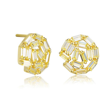 Bông tai Megan Walford Yellow Over Sterling Silver Baguette Cubic Zirconia Bundle Stud Earrings