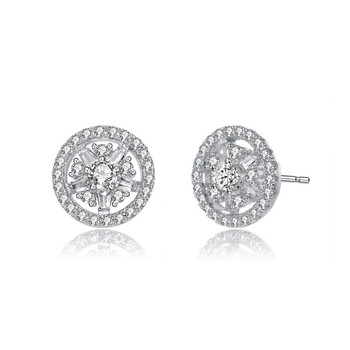 Bông tai Megan Walford Sterling Silver Round And Baguette Cubic Zirconia Stud Earrings
