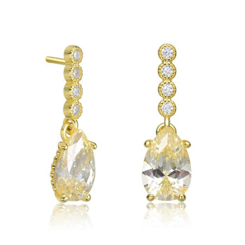 Bông tai Megan Walford Gold Over Sterling Silver Pear And Round Cubic Zirconia Drop Earrings