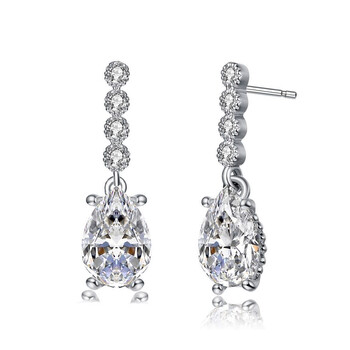 Bông tai Megan Walford Sterling Silver Pear And Round Cubic Zirconia Drop Earrings