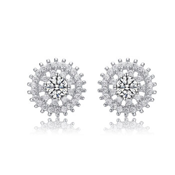Bông tai Megan Walford Sterling Silver Round Cubic Zirconia Wreath Stud Earrings