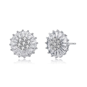 Megan Walford Sterling Silver Baguette And Round Cubic Zirconia Stud Earrings 2 Bông tai Megan Walford Sterling Silver Baguette And Round Cubic Zirconia Stud Earrings
