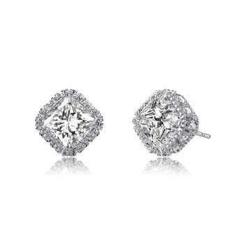Megan Walford Sterling Silver Radiant Cubic Zirconia Square Stud Earrings 1 Bông tai Megan Walford Sterling Silver Radiant Cubic Zirconia Square Stud Earrings