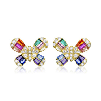 Bông tai Megan Walford Gold Over Sterling Silver Cubic Zirconia Butterfly Stud Earrings