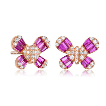 Bông tai Megan Walford Rose Over Sterling Silver Cubic Zirconia Butterfly Stud Earrings
