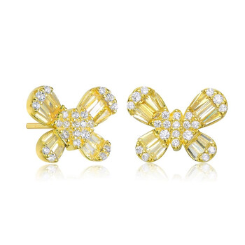 Bông tai Megan Walford Gold Over Sterling Silver Cubic Zirconia Butterfly Stud Earrings