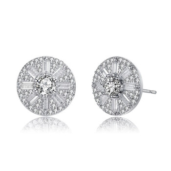 Bông tai Megan Walford Sterling Silver Baguette And Round Cubic Zirconia Stud Earrings