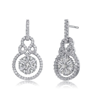 Bông tai Megan Walford Sterling Silver Round And Baguette Cubic Zirconia Chandelier Earrings