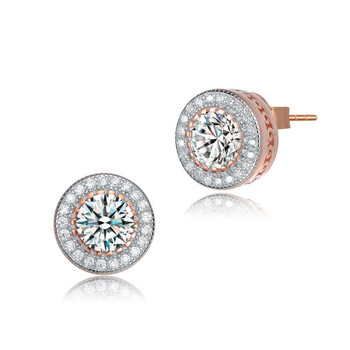 Bông tai Megan Walford Sterling Silver Round And Baguette Cubic Zirconia Stud Earrings
