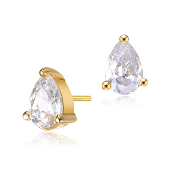 Bông tai Megan Walford Gold Over Pear Clear Cubic Zirconia Solitaire Earrings