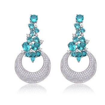 Bông tai Megan Walford Sterling Silver Blue Multi Shaped Cubic Zirconia Dangle Earrings