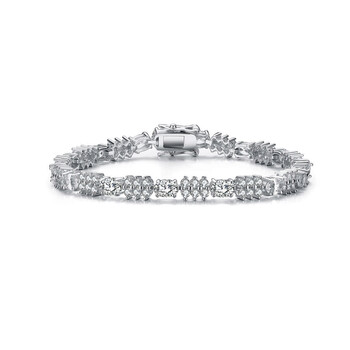 Vòng tay Megan Walford Elegant Sterling Silver Oval And Round Clear Cubic Zirconia Tennis Bracelet chính hãng