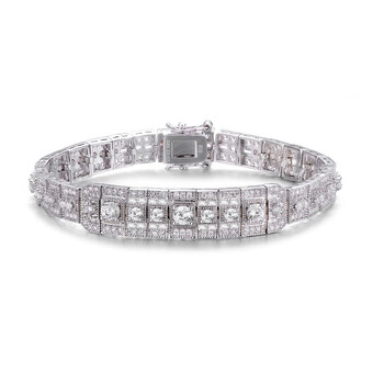 Vòng tay Megan Walford Classy Sterling Silver Emerald Clear Cubic Zirconia Tennis Bracelet chính hãng
