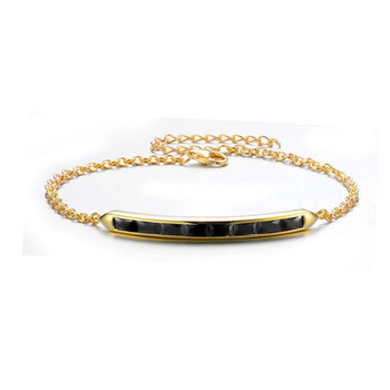 Megan Walford Classy Gold Overlay Sterling Silver Baguette Black Cubic Zirconia Bar Bracelet 1 Vòng tay Megan Walford Classy Gold Overlay Sterling Silver Baguette Black Cubic Zirconia Bar Bracelet chính hãng
