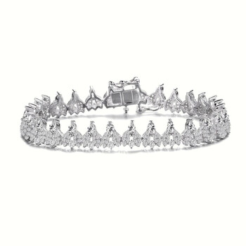 Vòng tay Megan Walford Sterling Silver Marquise And Round Cubic Zirconia Cluster Tennis Bracelet chính hãng