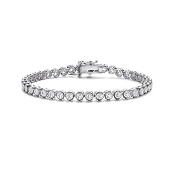 Vòng tay Megan Walford Sterling Silver Round Cubic Zirconia Milgrain Bezel Tennis Bracelet chính hãng