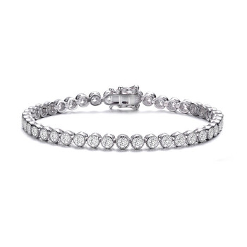 Vòng tay Megan Walford Sterling Silver Clear Cubic Zirconia Bezel Tennis Bracelet chính hãng