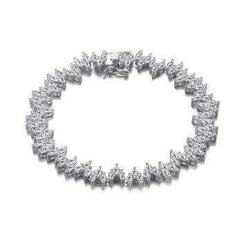 Vòng tay Megan Walford Sterling Silver Marquise Cubic Zirconia 3-Stone Link Tennis Bracelet chính hãng
