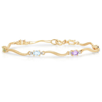 Megan Walford Stylish Gold Overlay Sterling Silver Oval Mutlti-Colored Cubic Zirconia Link Bracelet 1 Vòng tay Megan Walford Stylish Gold Overlay Sterling Silver Oval Mutlti-Colored Cubic Zirconia Link Bracelet chính hãng