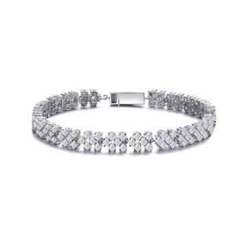 Megan Walford Sterling Silver Clear Princess Cubic Zirconia Bracelet 1 Vòng tay Megan Walford Sterling Silver Clear Princess Cubic Zirconia Bracelet chính hãng