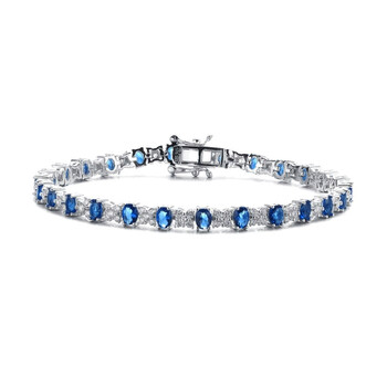 Vòng tay Megan Walford Sterling Silver Oval And Round Cubic Zirconia Tennis Bacelet chính hãng