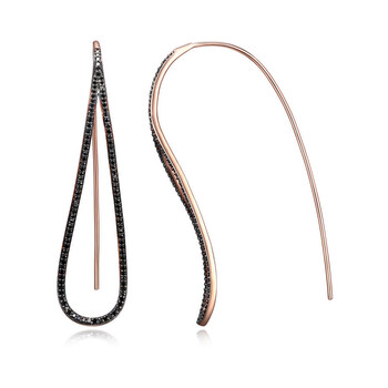 Bông tai Morgan & Paige 10K Rose Gold Elongated Fluted Black Diamond Dangle Earrings