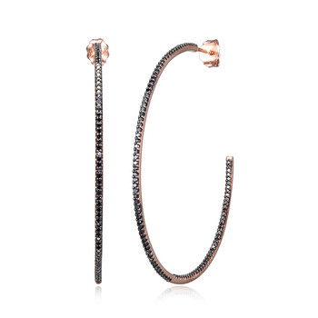 Bông tai Morgan & Paige 10K Rose Gold Large Hoop Black Diamond Total Weight Earrings