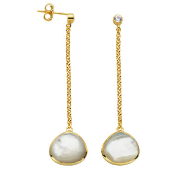 Bông tai Morgan & Paige 14K Gold Plated Sterling Silver Mother Of Pearl Drop Earrings
