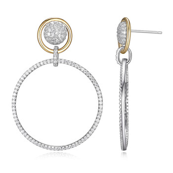 Bông tai Morgan & Paige 18K Gold Plated Sterling Silver Double Circle Micro Pave Diamondlite Cz Earring