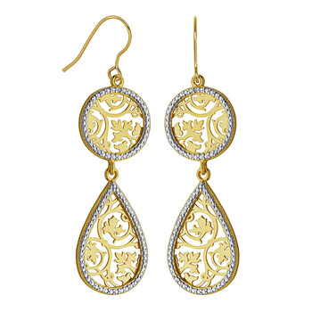 Bông tai Morgan & Paige 14K Yellow Gold And Rhodium Plated Sterling Silver Diamond Accent Open Work Dangle Earrings 32Aey39633-0Psa900