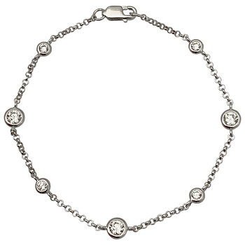 Vòng tay Morgan & Paige Rhodium Plated Sterling Silver Cubic Zirconia Station Bracelet chính hãng