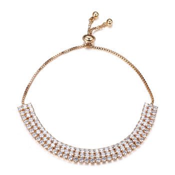 Vòng tay Morgan & Paige Gold Plated Bronze Three Row Cubic Zirconia Bolo Bracelet 9" chính hãng