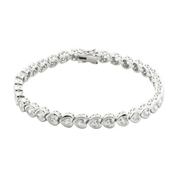 Vòng tay Morgan & Paige Platinum Plated Sterling Silver Cubic Zirconia Heart Tennis Bracelet