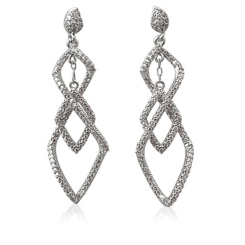 Bông tai Morgan & Paige Rhodium Plated Bronze Cubic Zirconia Chandelier Triangle Entwined Drop Earrings