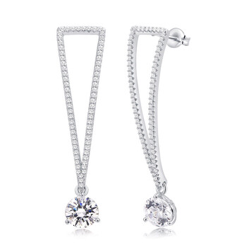 Bông tai Morgan & Paige Rhodium Plated Sterling Silver Cubic Zirconia Drop Earring